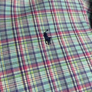 Ralph Lauren Spring Pastel Plaid Long Sleeve Button Down Cotton Shirt Medium